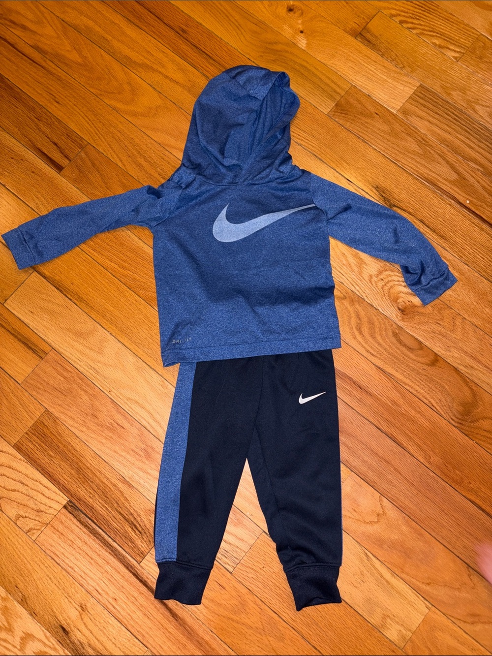 Nike Blue Hooded Pullover and Black Joggers Toddler Set